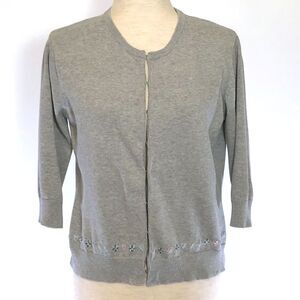 Old Navy Gray Embroidered Cotton Cardigan M